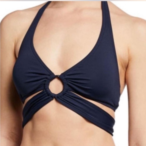 Carmen Marc Valvo Navy Halter Cut Out 2pc Bikini Set Originally $144 - Picture 5 of 5